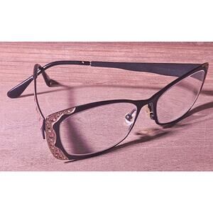 CAVIAR M1772 Women’s Cat Eye Eyeglass Frames 53-16-140 Blk Gold Pink Rhinestone